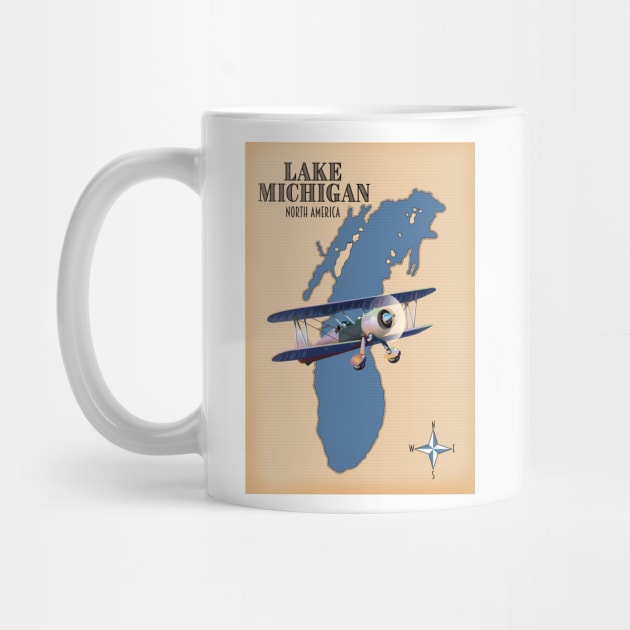 Lake Michigan vintage map by nickemporium1